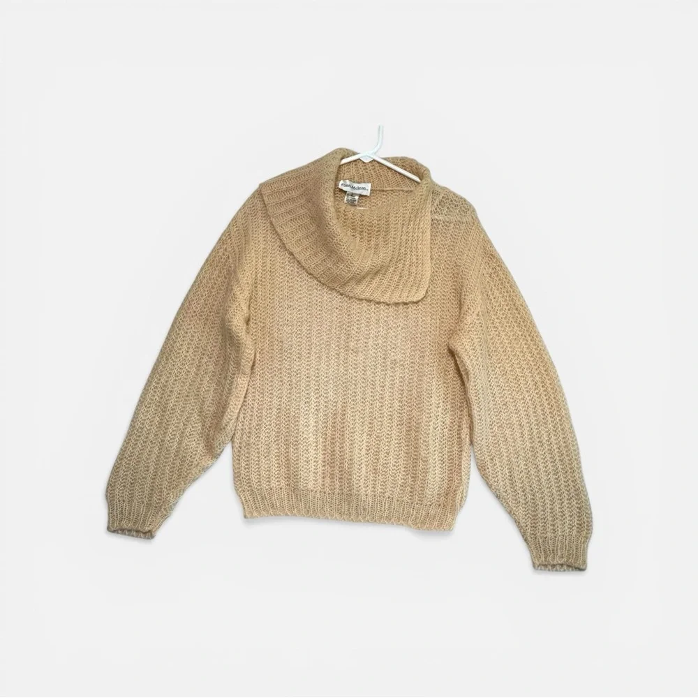 Vintage Ryan McLean Camel Wool Blend Cowl Neck Knit Sweater US Size M